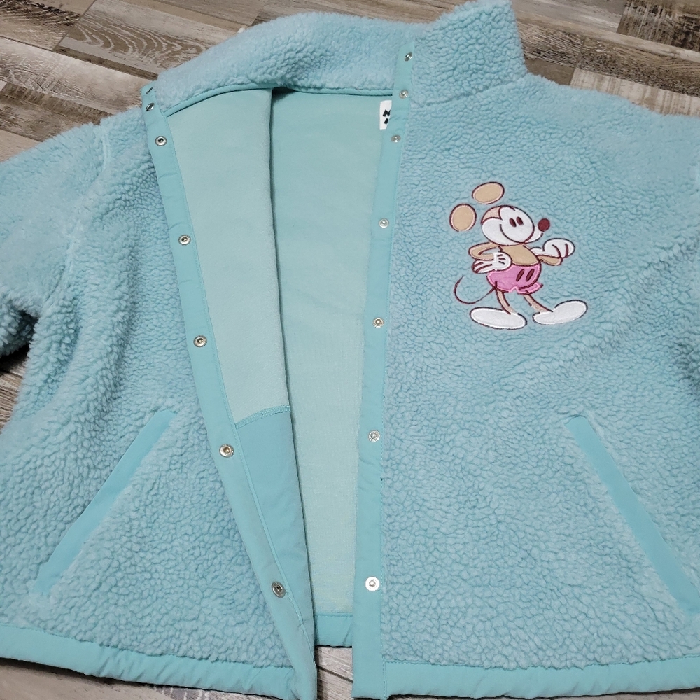 Disney Sketch Mickey Mouse Blue Sherpa Fleece Wool Jacket Size 1X - Picture 3 of 7
